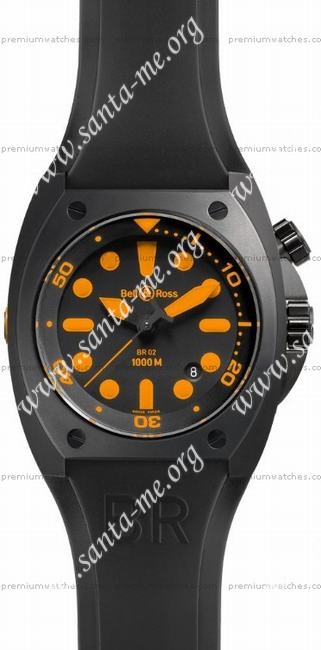 Bell & Ross BR 02-92 Carbon Mens Wristwatch BR02-ORANGE