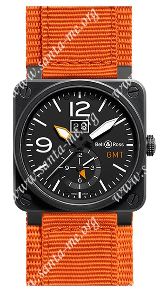 Bell & Ross Aviation BR-03-51-GMT-CARBON Mens Wristwatch