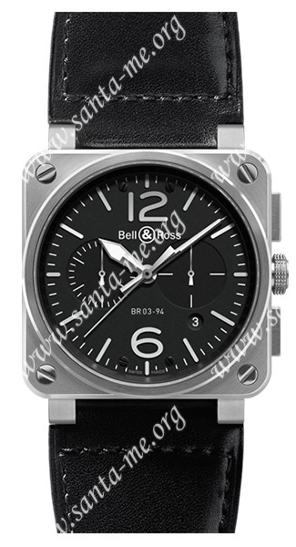 Bell & Ross Aviation BR0394-BL-ST Mens Wristwatch