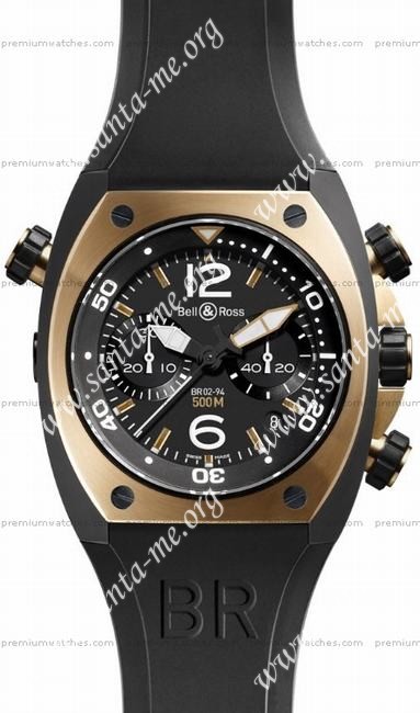 Bell & Ross BR 02-94 Chronographe Pink Gold & Carbon Mens Wristwatch BR02-CHR-BICOLOR