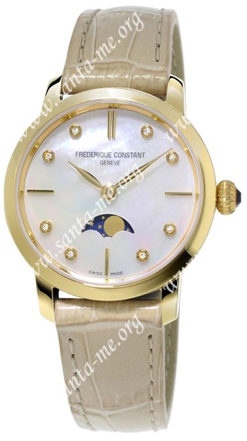 Frederique Constant Slim Line Moonphase Ladies Wristwatch FC-206MPWD1S5