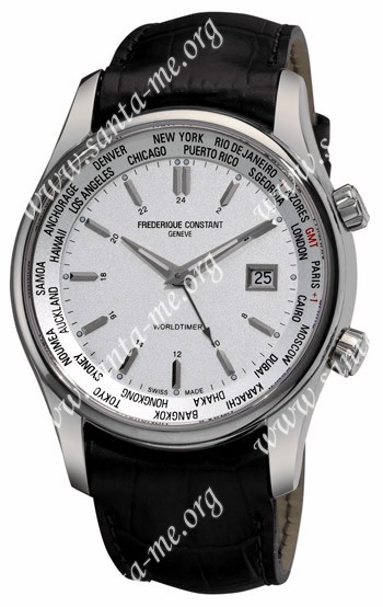 Frederique Constant Index Worldtimer Quartz Mens Wristwatch FC-255S6B6