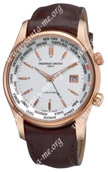 Frederique Constant Index Worldtimer Quartz Mens Wristwatch FC-255V6B4