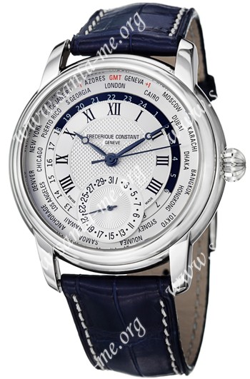 Frederique Constant Worldtimer Mens Wristwatch FC-718MC4H6-BLUE