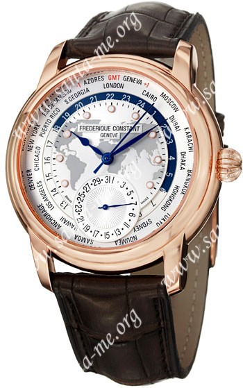 Frederique Constant Worldtimer Mens Wristwatch FC-718WM4H4