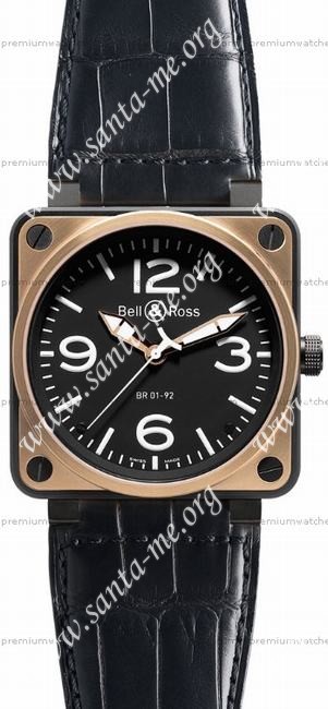 Bell & Ross BR 01-92 Pink Gold & Carbon Mens Wristwatch BR0192-BICOLOR