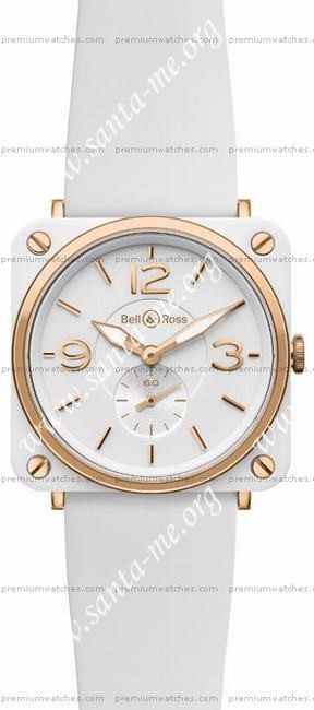 Bell & Ross BR S Quartz Pink Gold & White Ceramic Unisex Wristwatch BRS-PKG-WH-C/SRB