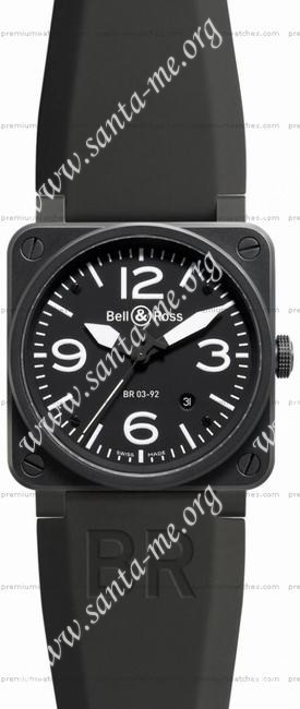 Bell & Ross BR 03-92 Carbon Mens Wristwatch BR0392-BL-CA