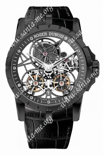 Roger Dubuis Excalibur Skeleton Double Flying Tourbillon Black Titanium Mens Wristwatch RDDBEX0471