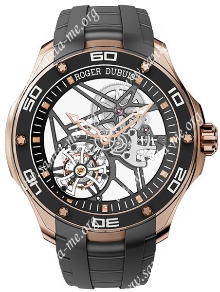 Roger Dubuis Pulsion Skeleton Flying Tourbillon Pink Gold Mens Wristwatch RDDBPU0001