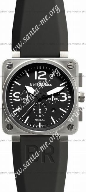 Bell & Ross BR 01-94 Chronographe Steel Mens Wristwatch BR0194-BL-ST
