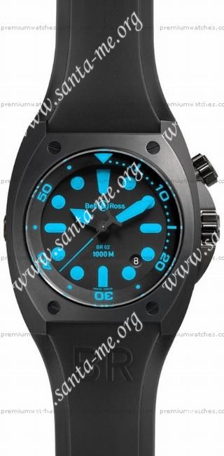 Bell & Ross BR 02-92 Carbon Mens Wristwatch BR02-BLUE